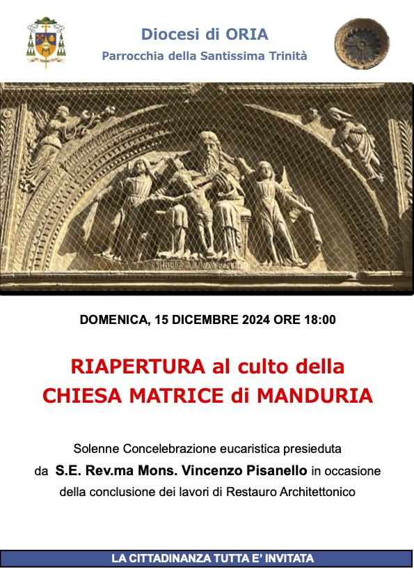 Riapertura al culto della Chiesa Matrice di Manduria